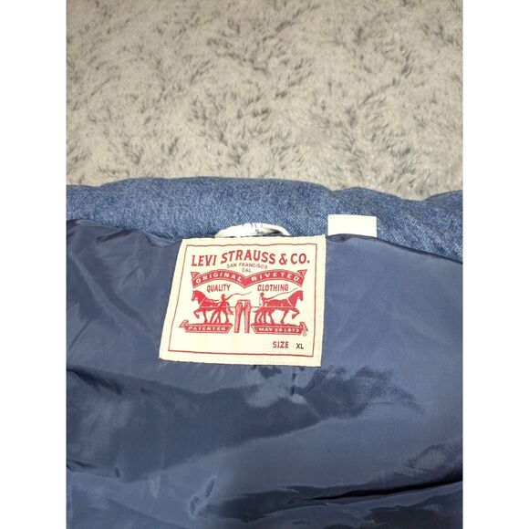 Levi's Puffer Vest Juno Western Blue Denim XL Women's - Picture 7 of 9